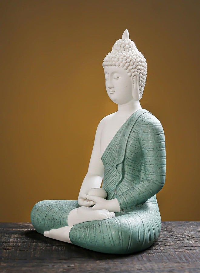 Qinlang 12 inch Green Buddha Statue for Home Decor, Ceramic Meditation Buddha Decoration for Home - Image 5